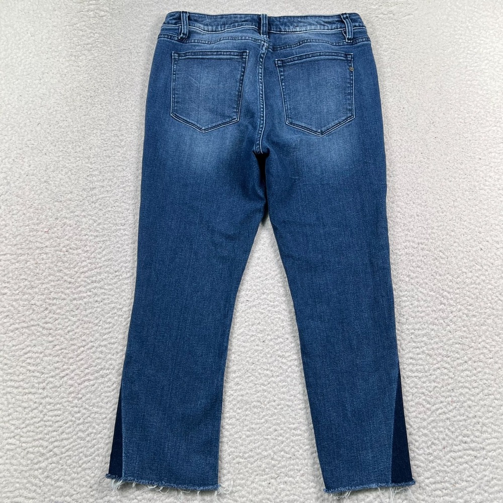 Miss Me Jeans Womens‎ 31 *29 Crop Slim Bootcut Raw Hem Boho Denim Blue Two-Tone - Picture 4 of 11